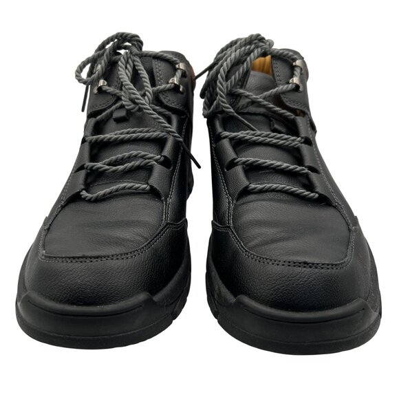 Flyland Mens 48 US 13 Black Leather Chukka Boots Outdoor Hiking Casual Normcore - Picture 3 of 12